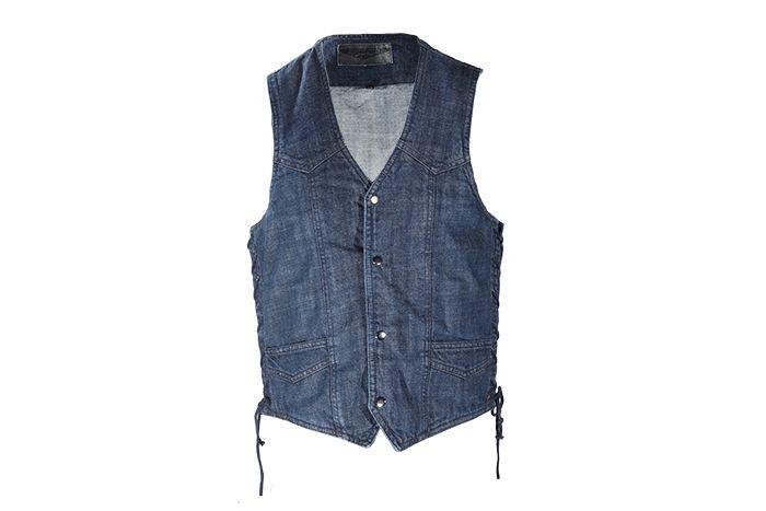 Men's Black Denim Motorcycle Vest Zipper & Button Snap Front Closure –  Jrleathers