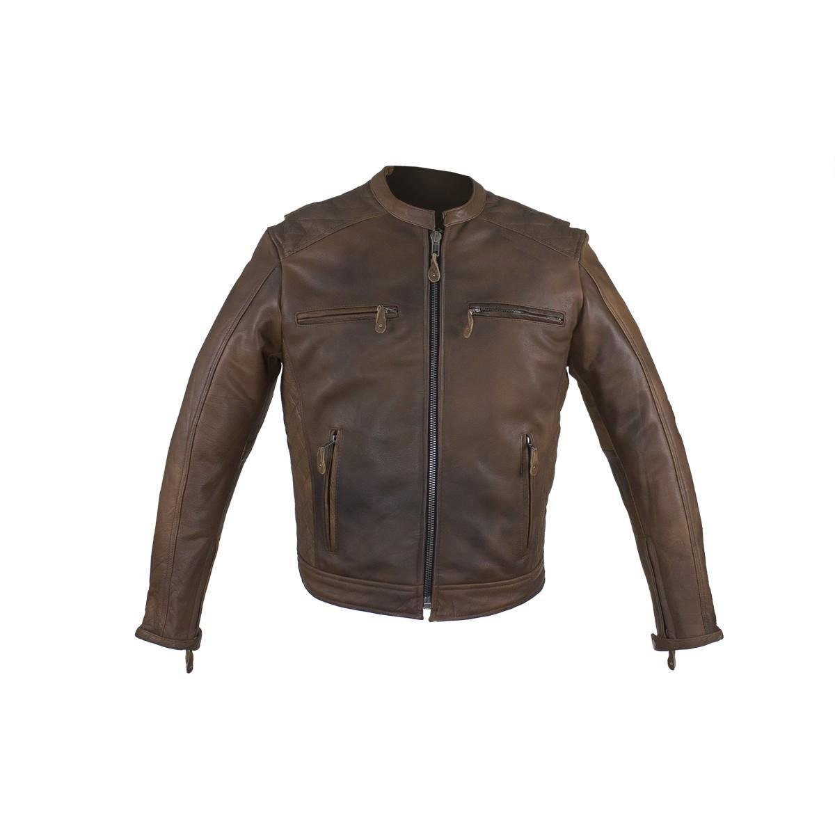 Jorde Calf Mens Brown Distressed Leather Jacket Genuine Cowhide