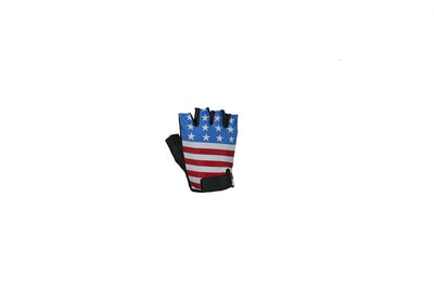 Leather Fingerless Gloves with America Flag Image on Back