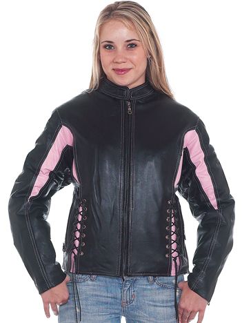 Front view. Women's Leather Motorcycle Jacket