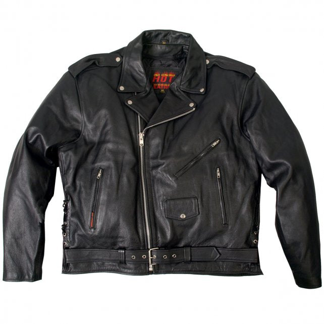 Classic Motorcycle Leather Jacket with Zip Out Lining