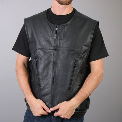 Men's motorcycle leather concealed to vest